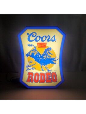 Vintage Style Coors Banquet Beer LED Lighted Sign - The Original Cowboy Rodeo Bu